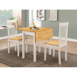 Axminster Natural Oak Drop-Leaf Dining Set with 2 Chairs - Amber White