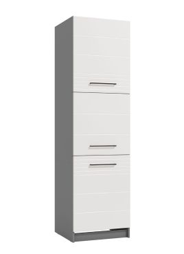 Pedrosky White High Gloss And Grey 60cm Tall Kitchen Larder Unit Pantry Cupboard - White