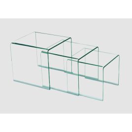 Rochford Clear Glass Nest of 3 Tables - Square