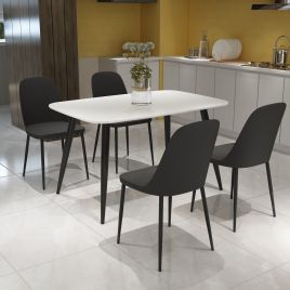 NEXO Rectangular Dining Table with 4 Duo Plastic Chairs - White with Black