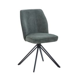 ZYRA Set of 2 Fabric Swivel Dining Chairs - Green and Black