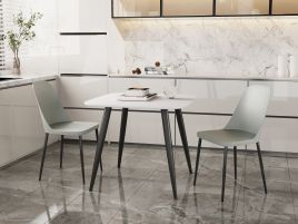 NEXO Square Dining Table with 2 Duo Plastic Chairs - White with Grey