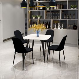 NEXO Square Dining Table with 4 Duo Plastic Chairs - White with Black