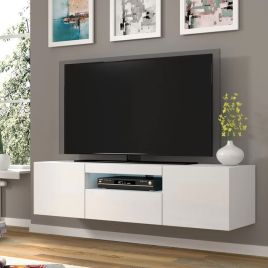AURIELLE TV Cabinet White Gloss with LED 150cm