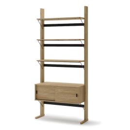 OLIVANNE 3 Shelve 1 Cabinet Bookcase - Oiled Oak