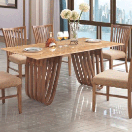 Axminster Marble Dining Table with Wooden Base - Natural