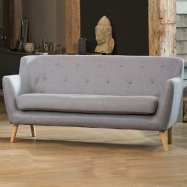 ELVERRA Fabric 3 Seater Sofa - Light Grey - Light Legs