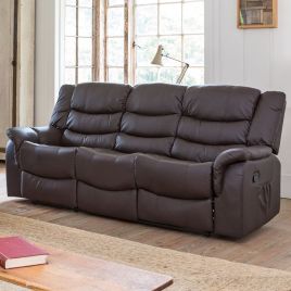 3 Seater Sofa - THERALUX Leather Recliner Sofa - Brown