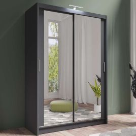Avant 150cm Full Mirrored Sliding Wardrobe - Grey