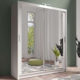 Avant 180cm Full Mirrored Sliding Wardrobe - White