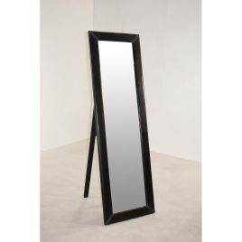 Valparaiso PU Cheval Mirror Elegance in Reflection with Leather Effect Frame - Black