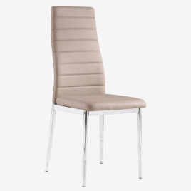 Telluride Elegance Collection Set of 6 Leather Dining Chairs with Chrome Legs - Beige