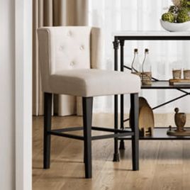 SHEA Linen Bar Stool - Stone