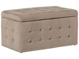 Velvet Storage Ottoman Light Brown MICHIGAN