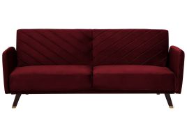 Velvet Fabric Sofa Bed Red SENJA