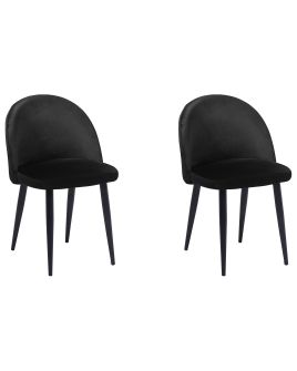 Set of 2 Velvet Dining Chairs Black VISALIA