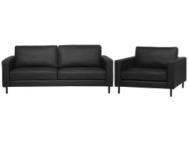 Leather Living Room Set Black SAVALEN
