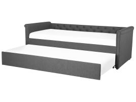 Fabric EU Single Trundle Bed Grey LIBOURNE