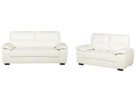 Faux Leather Sofa Set Cream VOGAR