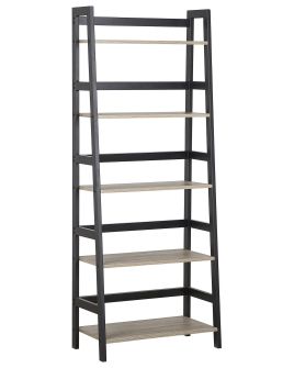 Ladder Shelf Light Wood and Black CROYDON
