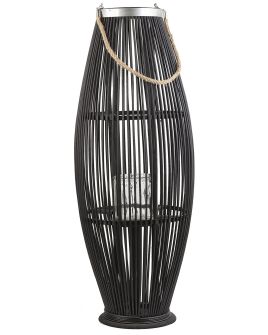 Wooden Candle Lantern 84 cm Black TAHITI