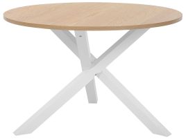 Round Dining Table âŒ€ 120 cm Light Wood with White JACKSONVILLE