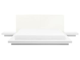 EU King Size Bed with Bedside Tables White ZEN