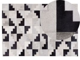 Cowhide Area Rug 140x200cm Black with Grey