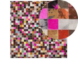 Cowhide Area Rug 200x200cm Multicolour