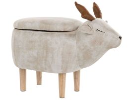 Fabric Storage Animal Stool Beige REINDEER