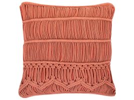Cotton Macrame Cushion 45x45cm Orange