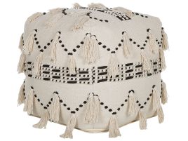 Cotton Pouffe 50 x 50 cm Beige with Black THONDI