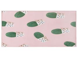 Area Rug Cactus Print 80x150cm Pink