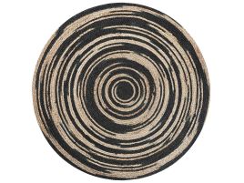 Round Area Rug 140cm Beige with Black