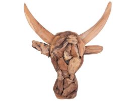 Decorative Sculpture Light Wood BULL HEAD