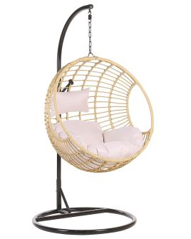 PE Rattan Hanging Chair with Stand Natural ASPIO