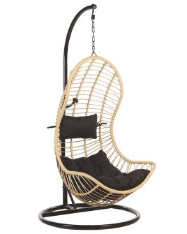 PE Rattan Hanging Chair with Stand Natural PINETO