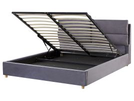 Velvet EU King Size Ottoman Bed Grey BATILLY