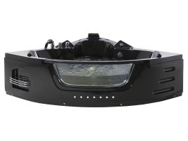 Whirlpool Corner Bath with LED 1980 x 1440 mm Black MARTINICA
