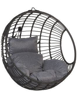 PE Rattan Hanging Chair Black ASPIO