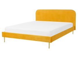 Velvet EU King Size Bed Yellow FLAYAT