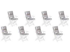 Set of 8 Outdoor Seat/Back Cushions Blue Stripes MAUI