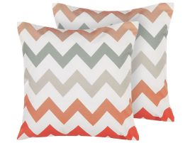 Set of 2 Outdoor Cushion Chevron 45 x 45 cm Multicolour LAGARO