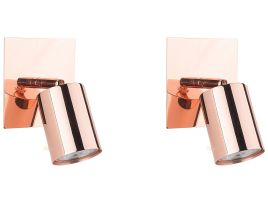 Set of 2 Metal Spotlight Lamps Copper TIGRIS