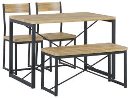 4 Seater Dining Set Light Wood with Black FLIXTON