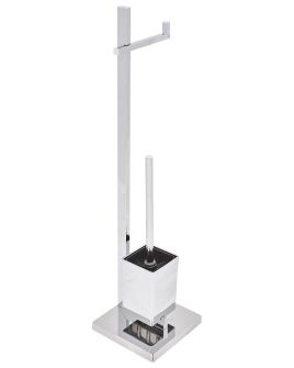 Freestanding Toilet Paper and Brush Holder Silver ULAPES