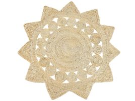 Round Jute Area Rug 120cm Beige