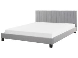 Fabric EU Super King Size Bed Light Grey POITIERS