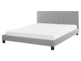 Fabric EU King Size Bed Light Grey POITIERS