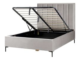 Velvet EU Double Size Ottoman Bed Grey SEZANNE